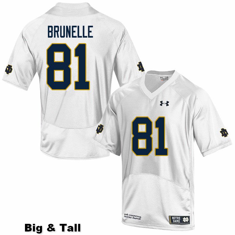 Men's NCAA Notre Dame Fighting Irish #81 Jay Brunelle Stitched College Under Armour Authentic White Big & Tall Football Jersey AU10M07FT